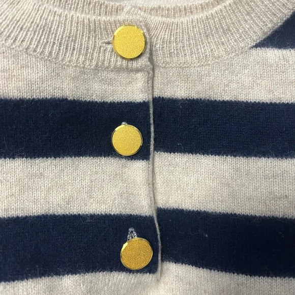 AQUA Cashmere Bloomingdales Exclusive Striped Crewneck with Gold Buttons size XL - Picture 6 of 12